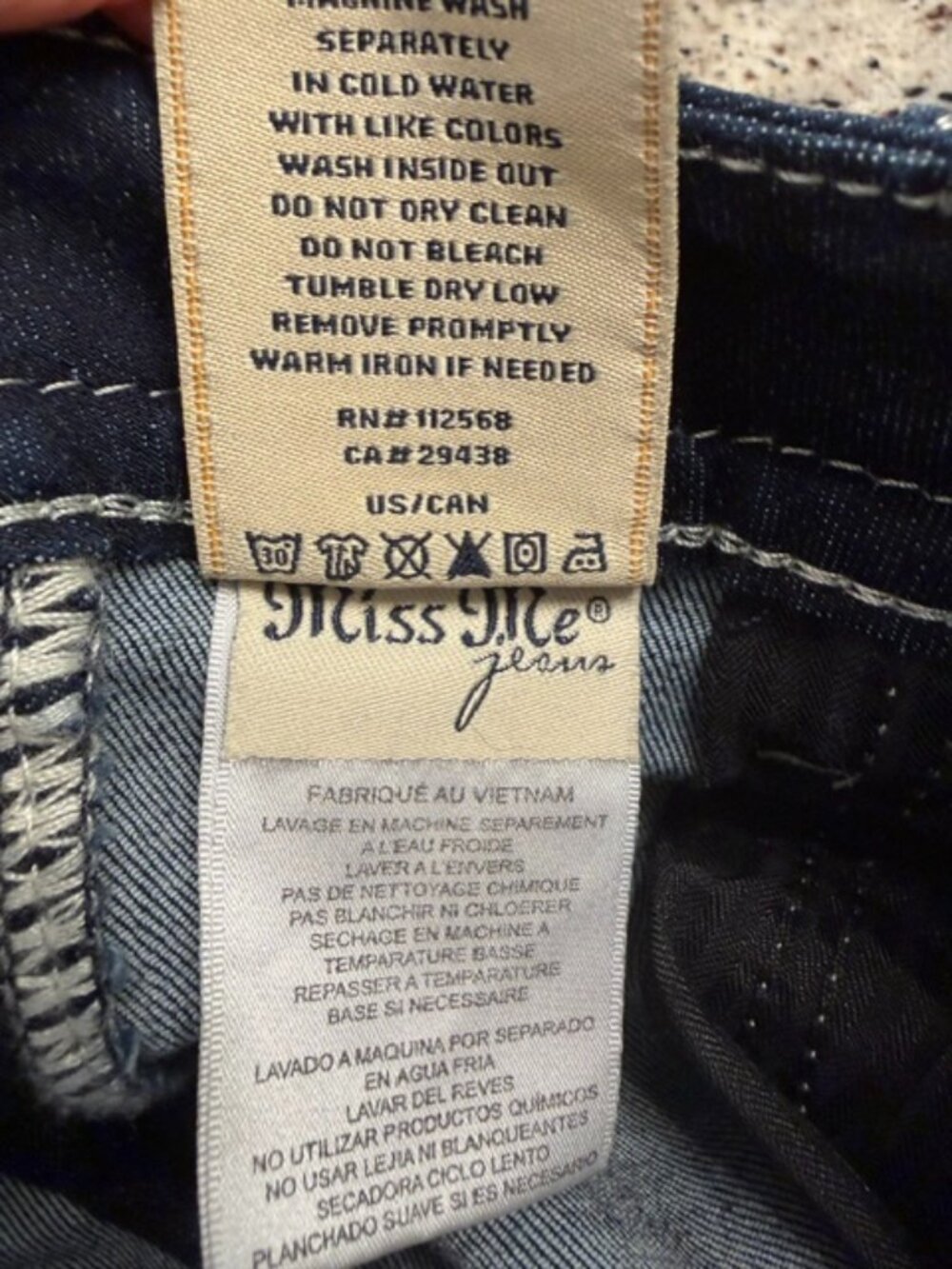 Miss Me Easy Skinny Jeans Size 27 Dark Wash Embellished Big Stitch Y2K Western - Picture 10 of 12